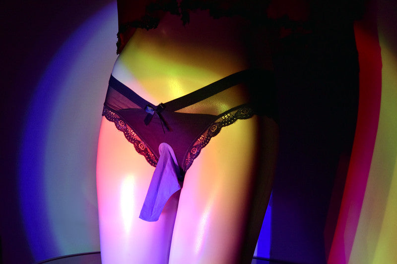 Men's Plus Size Japanese Style Underwear Couple Masturbation Bullet Separation Transparent Triangle Lace jj Transvestite Panties