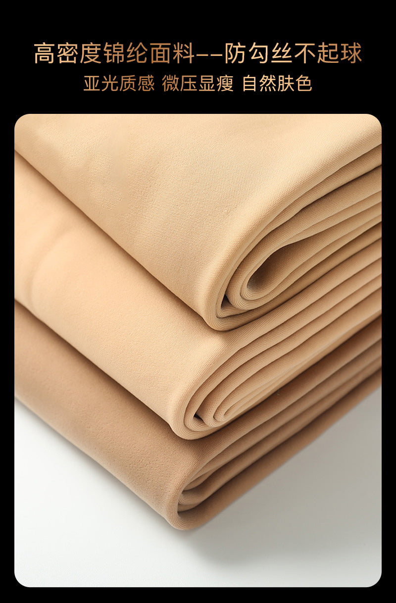 Flight Attendant Gray One-Piece Water Glossy Skin Crotchless Leggings for Women, Autumn and Winter Fleece-Lined Warm Pantyhose, Sexy No-Need-to-Take-Off Plus Size