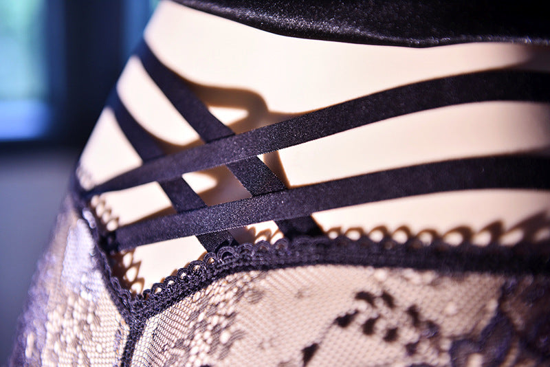 Little Matchmaker Japanese Style Lace-up Sexy Lace Stockings jj Underwear Pure Desire Cross Low Waist Large Size Sexy Triangle Underwear Men