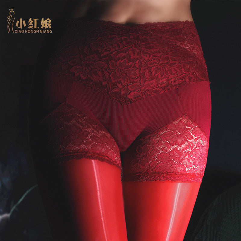 2021New Glossy White Open Crotch Lace Stockings Panties One-Piece Black Stockings Women Thin Sexy Open Crotch Liquid Stockings