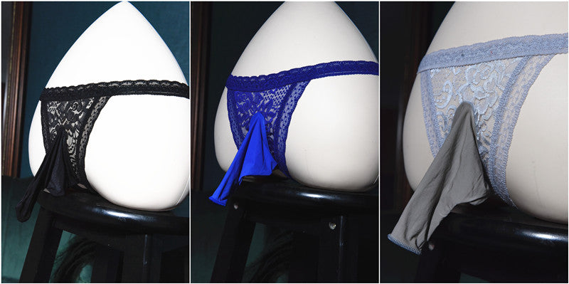 Men's Sexy Temptation Lace Thong Underwear Men's Flirty Thong Underwear U Transparent and see-through T Boxer shorts