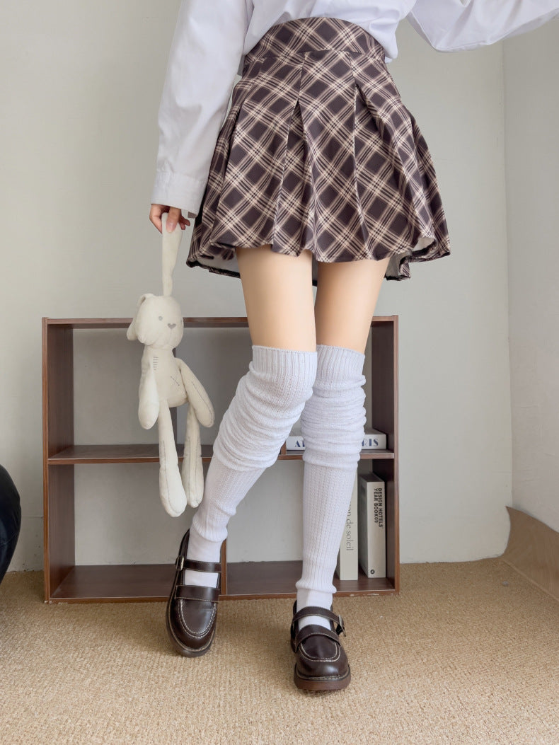 102502JK Extended High Tube Socks College Style Knee-High Calf Socks Over-the-Knee Long Socks for Women Japanese Style