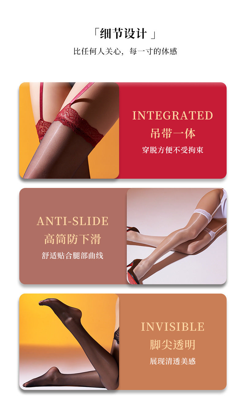 Little Matchmaker Lace Strap Black Silk Aurora Glossy Leg Shiny Lace Stockings No-Remove Sexy Fun Ultra-Thin Women