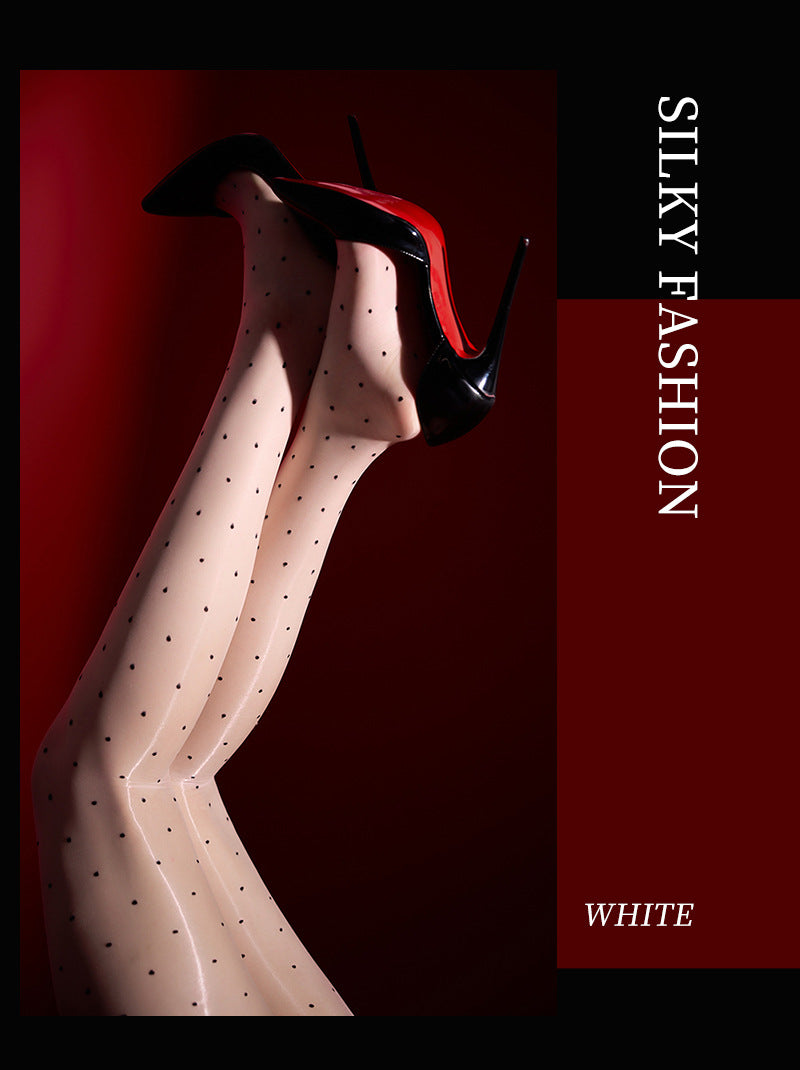 360Sexy Open Crotch Aurora Stockings Women Ultra-thin Polka Dot Black Stockings Temptation No-take-off High Waist Shiny Pantyhose