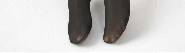 Autumn and Winter New Flower Fairy Black Silk Glossy High Waist Belly Contracting Butt-lifting Women's One-piece Fleece-lined Outerwear Leggings