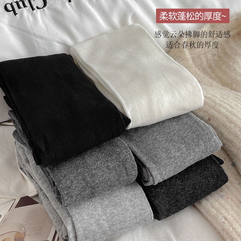 Autumn Winter New Warm Base Layer Pants Combed Cotton Plain Solid Color Stockings Milk White Simple Versatile Pantyhose Single-Sided Cotton