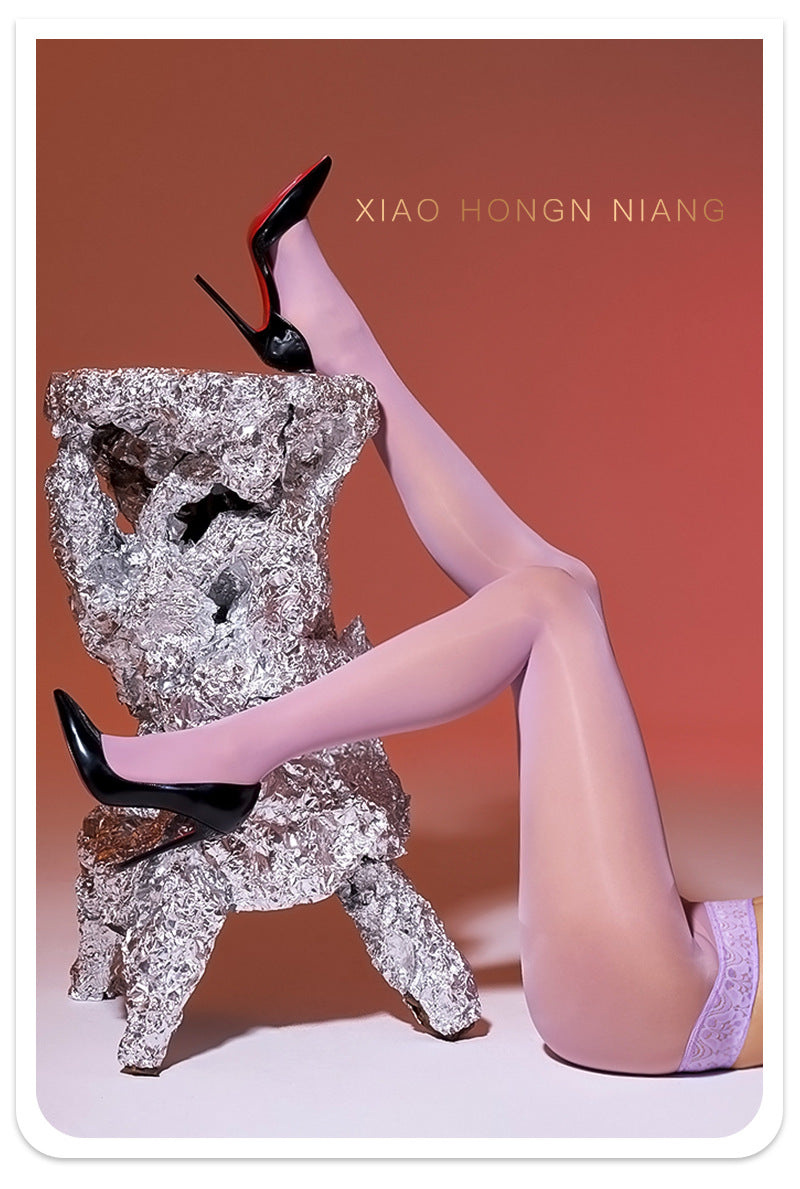 912Lace Needle360Seamless Stockings Low Waist Oil Glossy Horse Oil Stockings Shiny Leggings Open Crotch Stockings for Women Anti-Snag