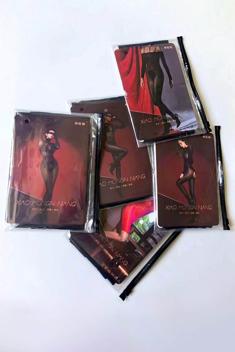 8D Glossy Sexy Stockings One-piece Temptation Seamless Tight-fitting Wrapped Five-finger Stockings Black Silk Full-body One-piece Stockings