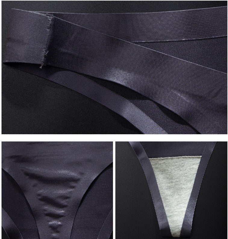 Traceless jj Underwear Ice Silk Thong Low Waist Youth Solid Color Briefs Factory Direct Tight Breathable Comfortable Men's