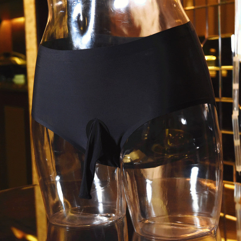 Men's Ultra-Thin Ice Silk Seamless Mask Underwear jj Sexy and Fun Youth Breathable Quick-Dry Mid-Waist Briefs