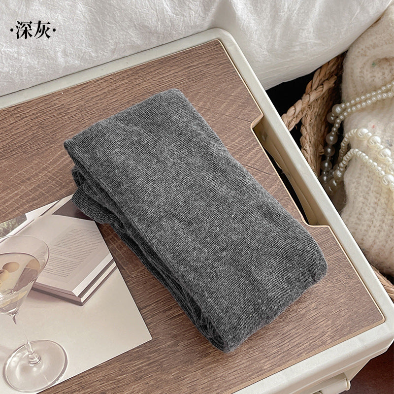 Autumn Winter New Warm Base Layer Pants Combed Cotton Plain Solid Color Stockings Milk White Simple Versatile Pantyhose Single-Sided Cotton