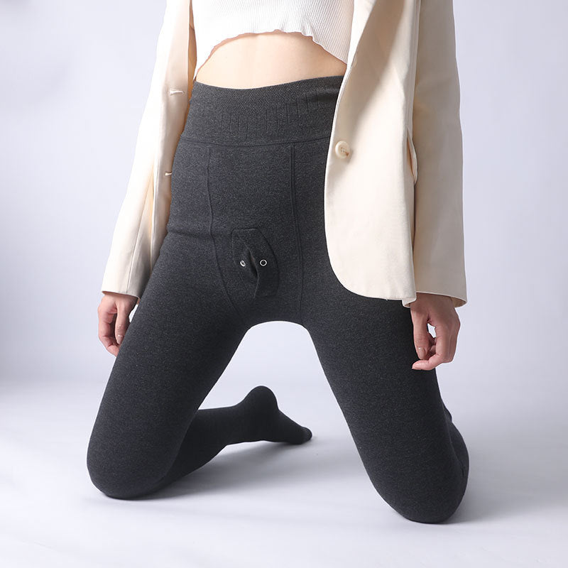 Autumn and Winter Fleece-Lined Warm Sexy Men's Leggings Thickened Bare-Leg Slim High-Waist200Plus Size One-Piece Tights