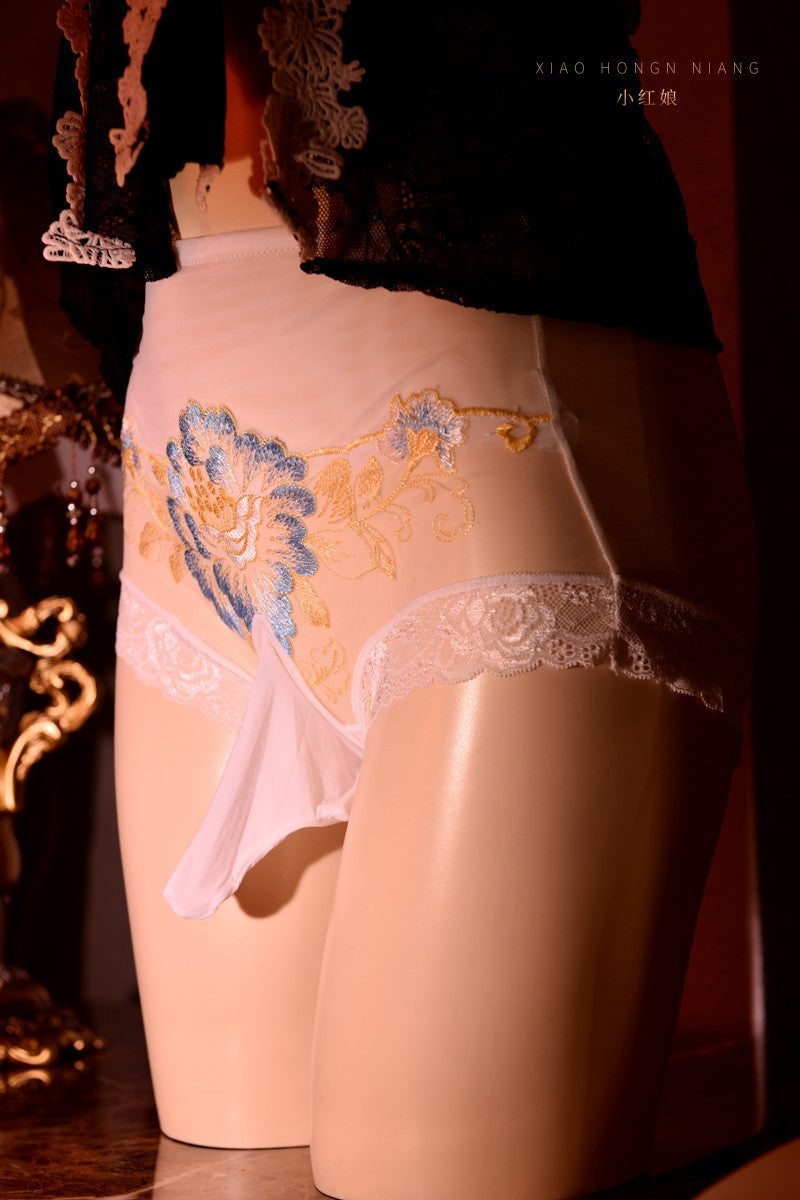 Japanese Style Floral Sexy Lace Underwear for Men jj Set of Butt-Lifting Thin Sexy Transparent Bullet-Resistant Separate Triangle Panties