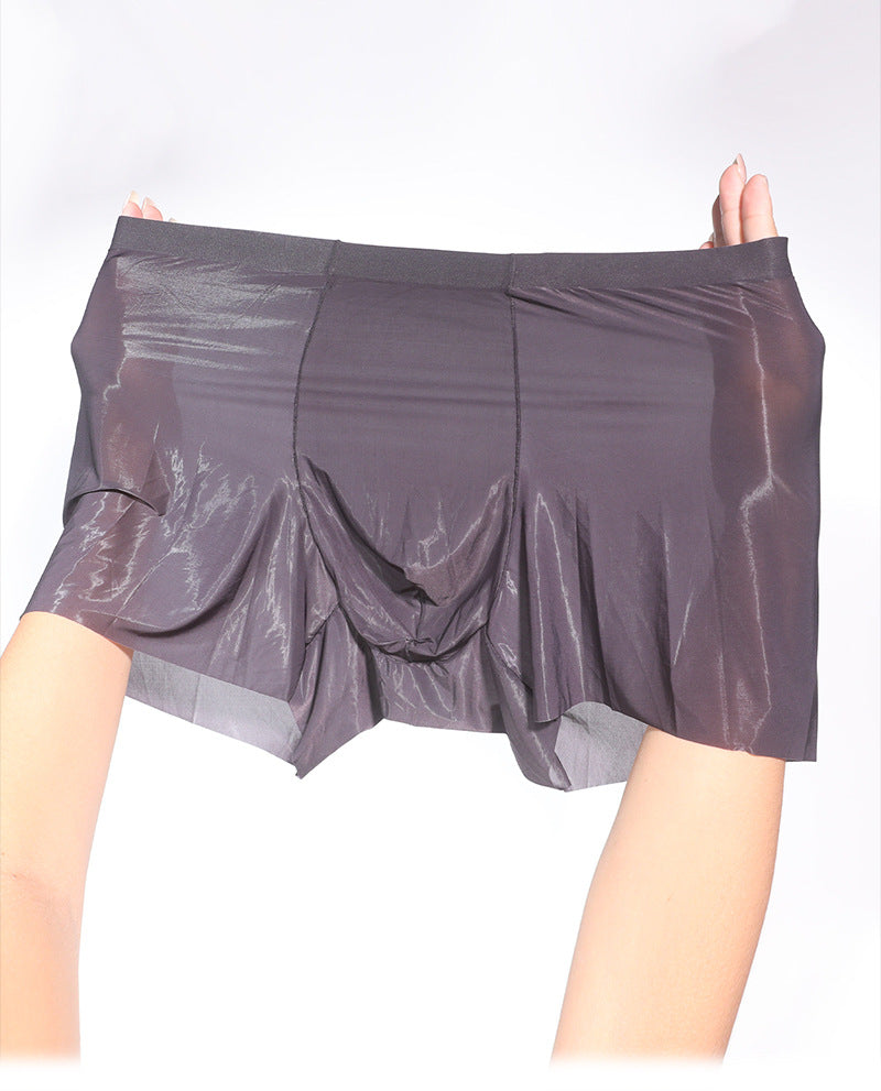「Gentleman's Veil」Silky Seamless Ice Silk Underwear Thin Men's Sexy Transparent Shiny Boxer Briefs
