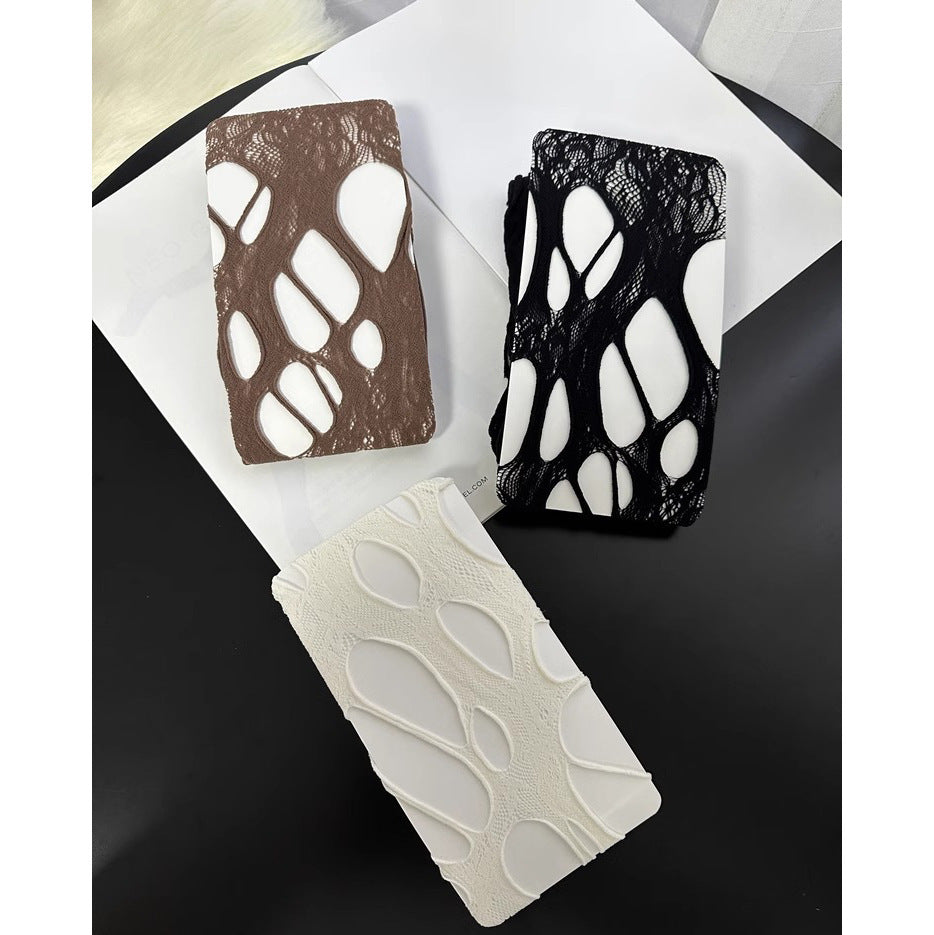 American Retro Style Distressed Fishnet Stockings Irregular Hot Girl Subculture y2k Hollow Out Pure Desire Sexy Black Stockings