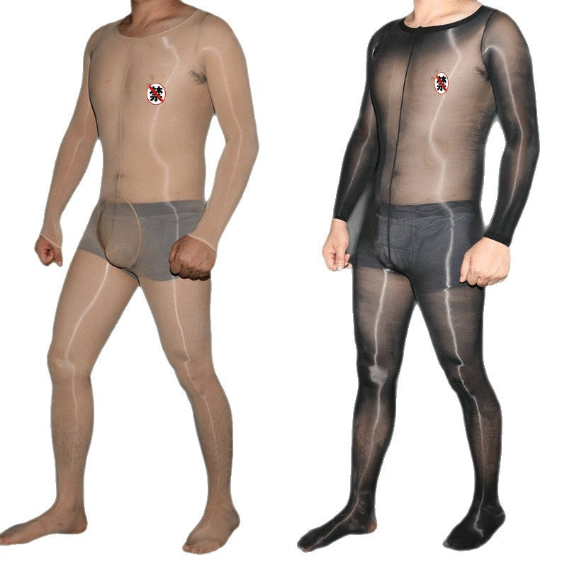 AliExpress Plus Size Shiny Full Body Stockings Bodysuit Shiny912Needle Tape jj Men's Full Body Stockings with Pants Set