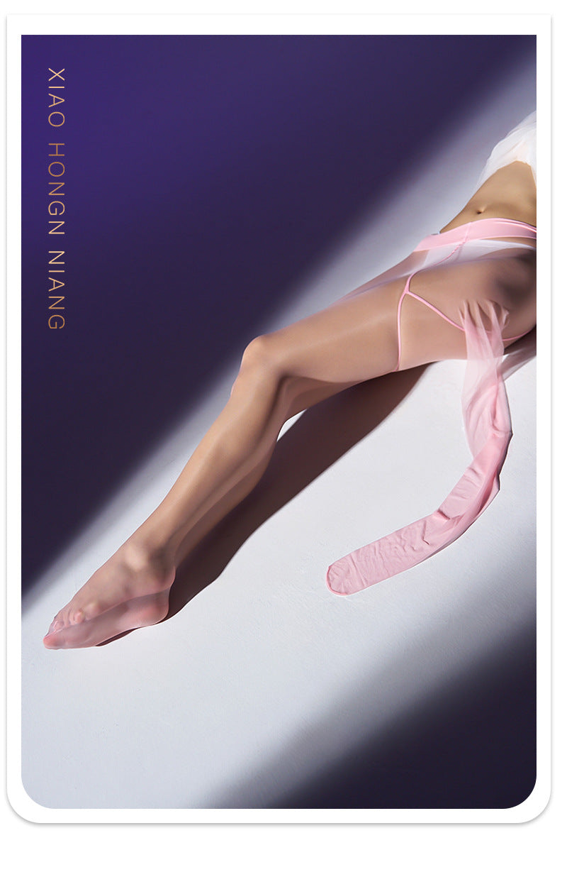 【Capacity】High Density Large Size200Jin Fat MM Black Stockings Silky Invisible Fully Transparent Female Summer U Crotchless Pantyhose