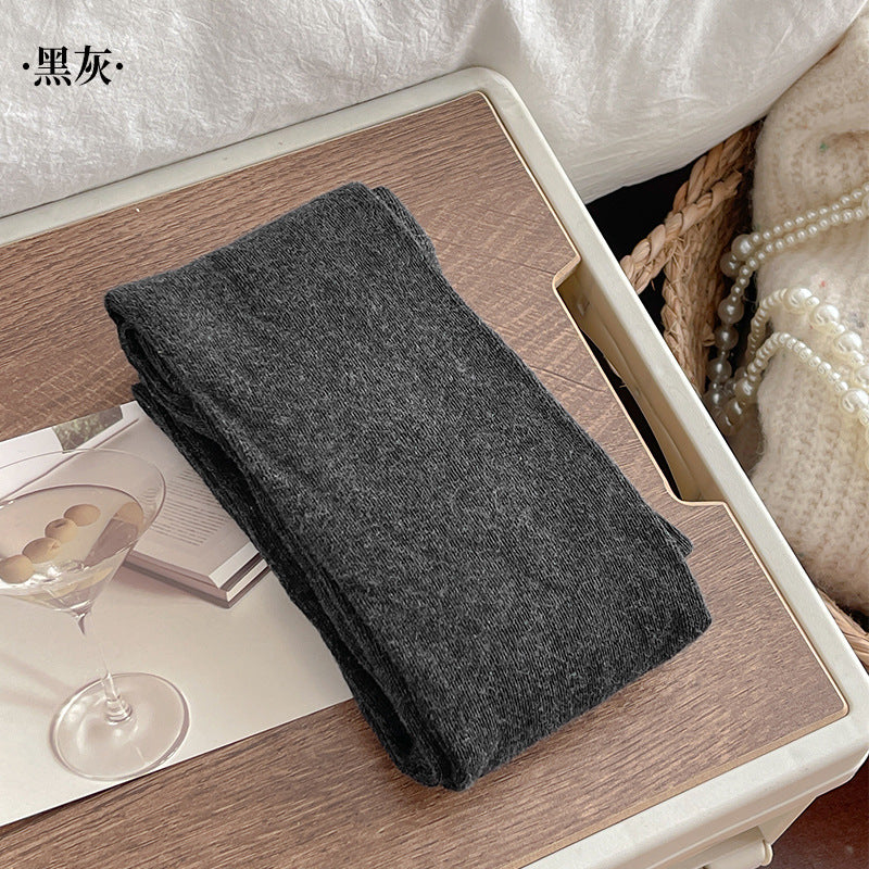 Autumn Winter New Warm Base Layer Pants Combed Cotton Plain Solid Color Stockings Milk White Simple Versatile Pantyhose Single-Sided Cotton