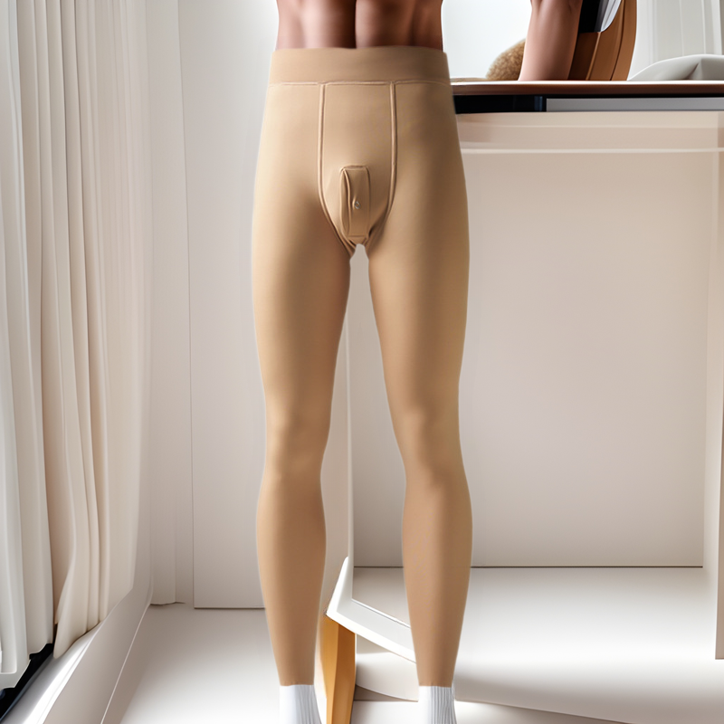 Autumn and Winter Bare Leg Artifact Men's Flesh-colored Leggings Slim High Waist Fleece-lined Warm One-piece Sexy jj Pantyhose Set