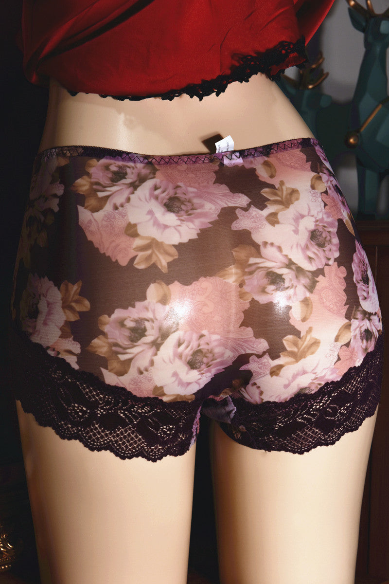 Little Matchmaker230Men's Mesh Triangle Underwear Large Size Printed Sexy Mid-Waist Ice Silk Ultra-Thin Men's Underwear