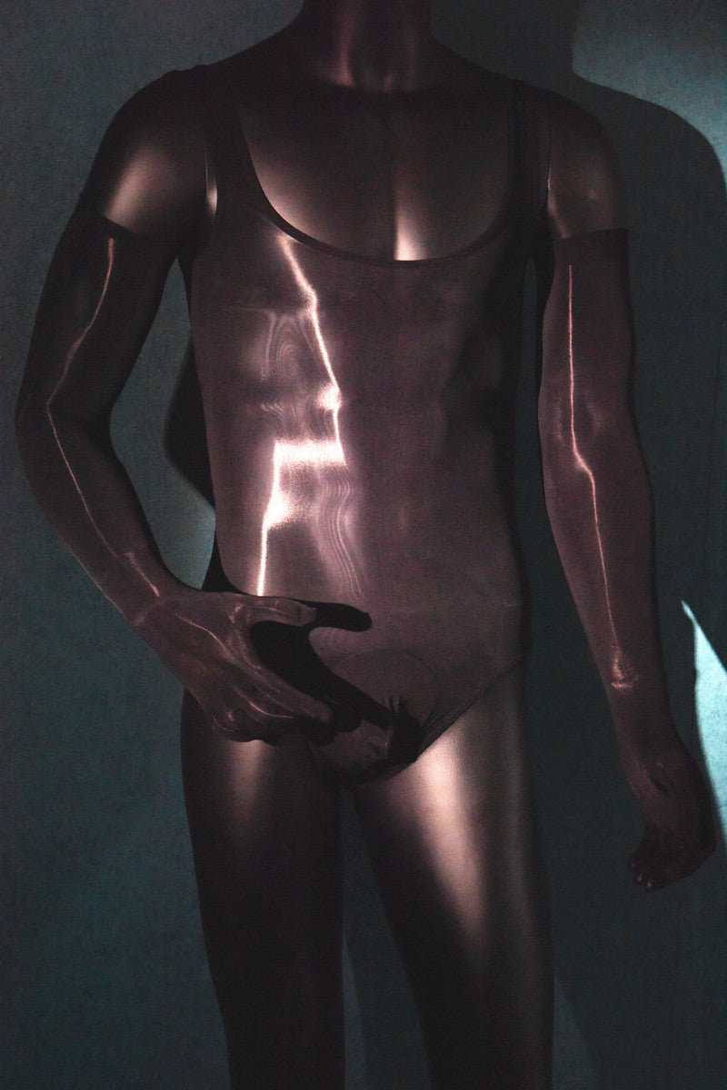 Men's Sexy Stockings Swimsuit Shiny One-piece Suit with jj Set of Fun912Ultra-thin Needle Airplane Socks Tempting Foot Fetish