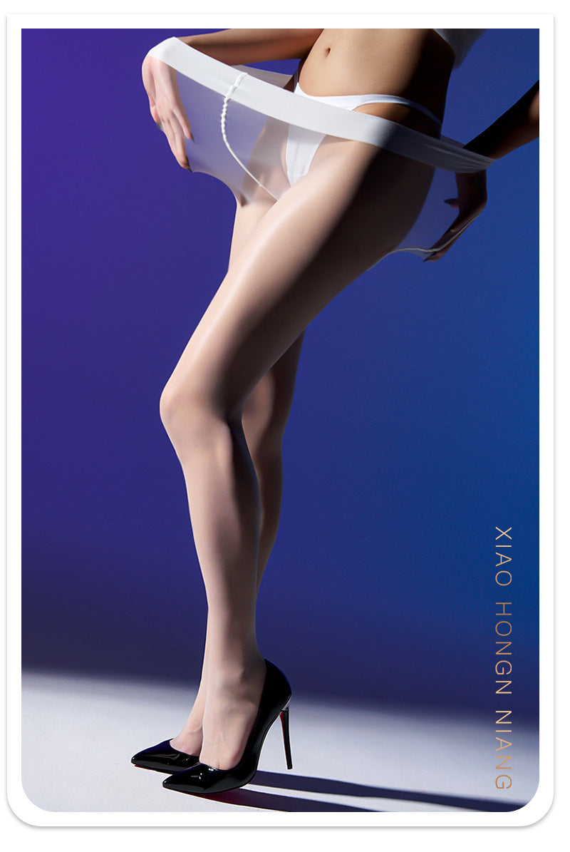 【Capacity】High Density Large Size200Jin Fat MM Black Stockings Silky Invisible Fully Transparent Female Summer U Crotchless Pantyhose