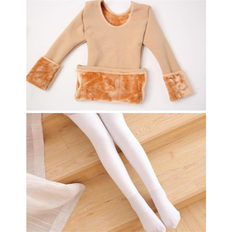 Children's Dance Base Shirt Autumn Winter Girls' Fleece-Lined Nude Invisible Underwear Skin Color Thermal Wear Tight-Fitting Practice Clothes