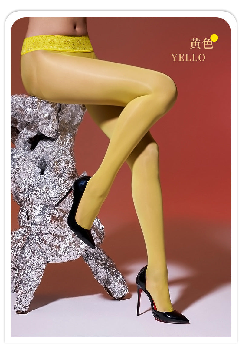 912Lace Needle360Seamless Stockings Low Waist Oil Glossy Horse Oil Stockings Shiny Leggings Open Crotch Stockings for Women Anti-Snag