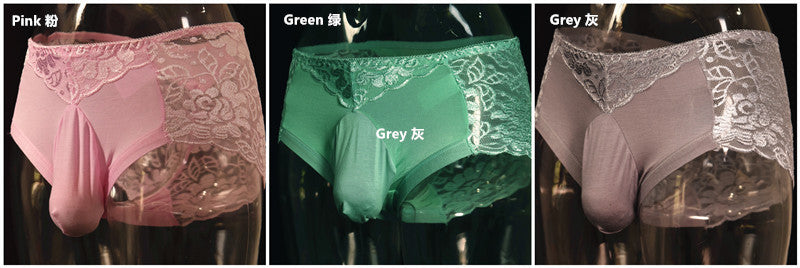 Little Red Luxury Men's Underwear Breathable Lace Sexy Briefs Pure Cotton Plus Size U Pouch Bag Underwear Shorts