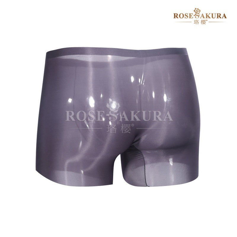 Luo Ying8522Men's Ultra-Thin Barely-There Feel Boxer Briefs Glossy Smooth Seamless Thin Transparent Sexy Triangle Underwear
