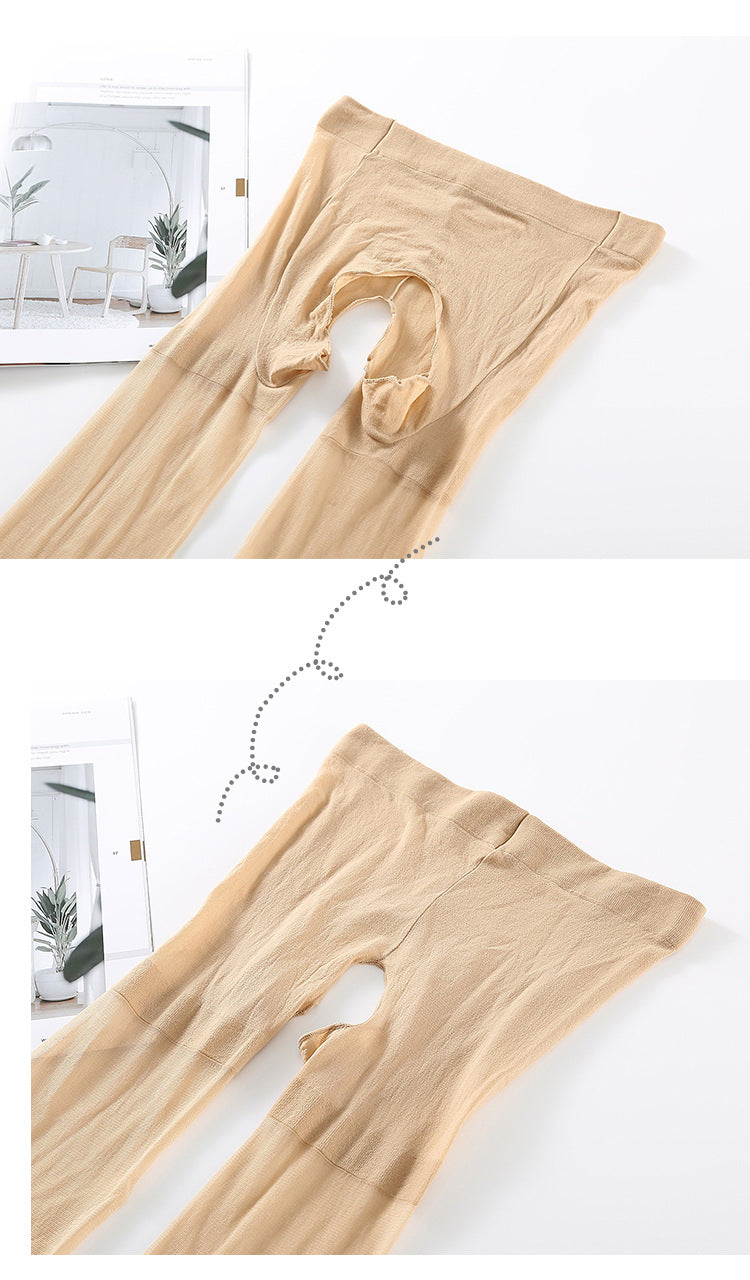 Plus size stockings200Lightweight Anti-Snagging Plus Size Women's Underwear mm Plus Size Extra Long High Waist Open Crotch Pantyhose for Summer