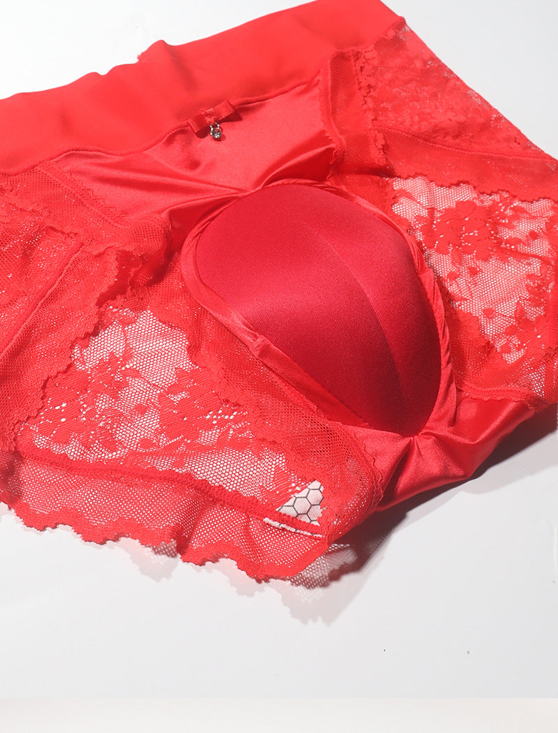 Cross-border Hot-Selling Low-Waist Sexy Lace Fake Vagina Hidden jj Underwear Briefs Transvestite Men and Women Cross-dressing Underwear
