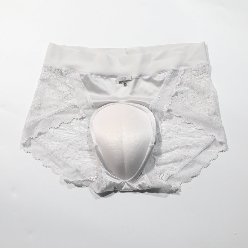 Cross-border Hot-Selling Low-Waist Sexy Lace Fake Vagina Hidden jj Underwear Briefs Transvestite Men and Women Cross-dressing Underwear