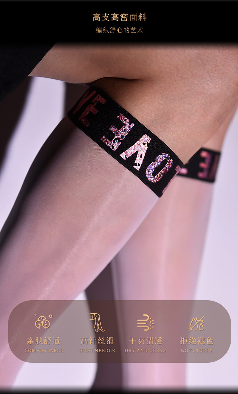 Little Red Matchmaker Men's Letter Breathable Formal Stockings Mirror Mid-Calf Socks Silky Glossy Black Silk Business Footless