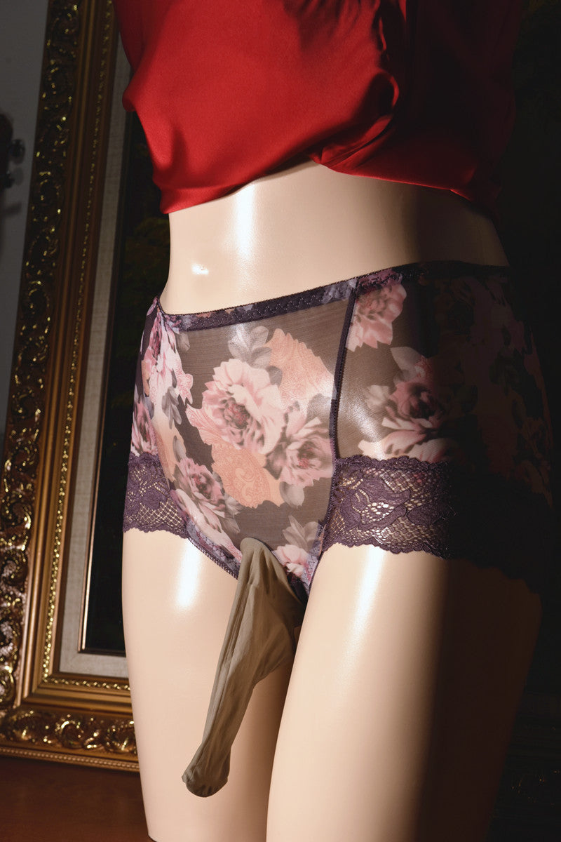 Little Matchmaker230Men's Mesh Triangle Underwear Large Size Printed Sexy Mid-Waist Ice Silk Ultra-Thin Men's Underwear