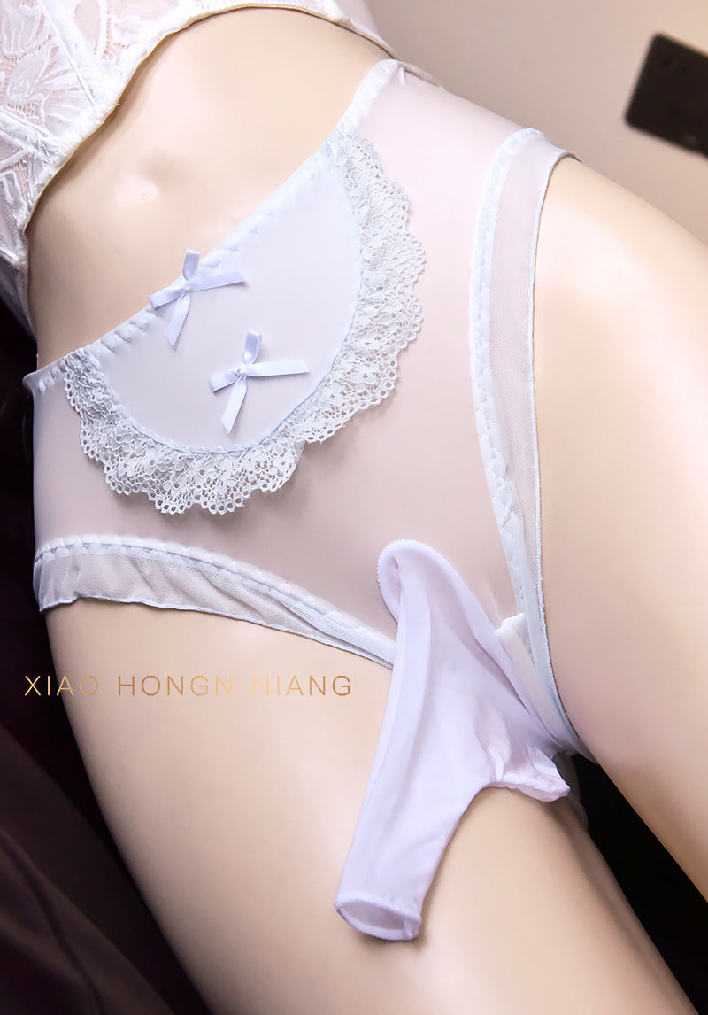 Men's Sexy Underwear Japanese Style Ice Silk Shorts Sexy Men Insertable Cute Sweet Lolita Triangle Briefs