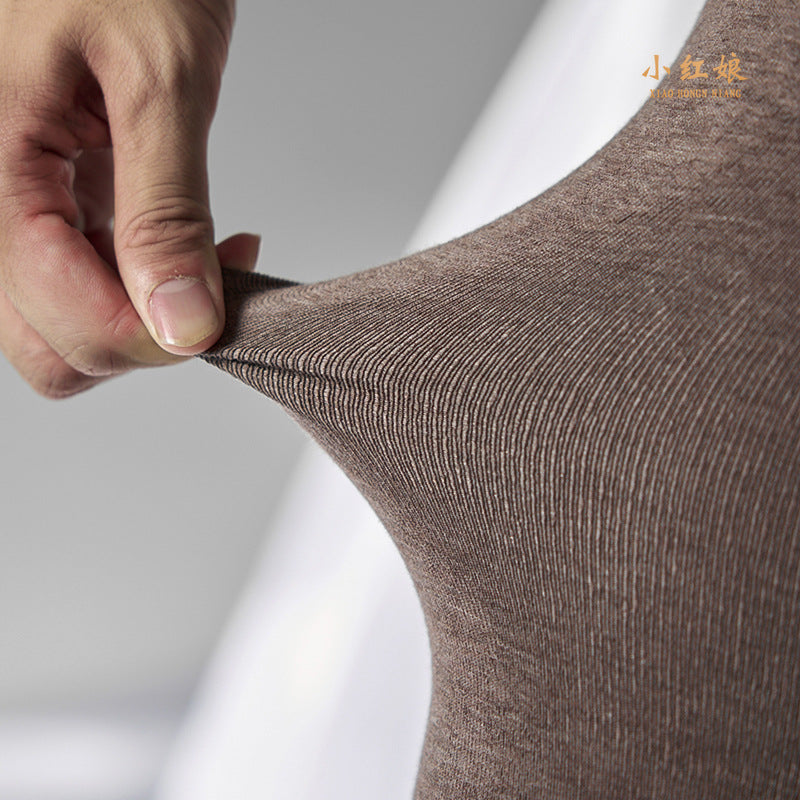 Autumn and Winter Men's Fleece-Lined Thermal Tights High Waist Tummy Control Vertical Opening Tight Sexy Thickened Stockings Leggings