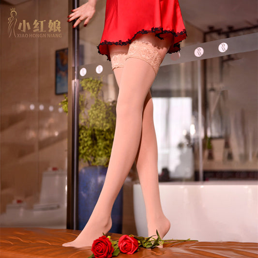 Lace Thigh-High Stockings Spring and Autumn Medium Thick Nude Stockings Sexy Slimming Over-the-Knee Long Stockings Velvet High Stockings