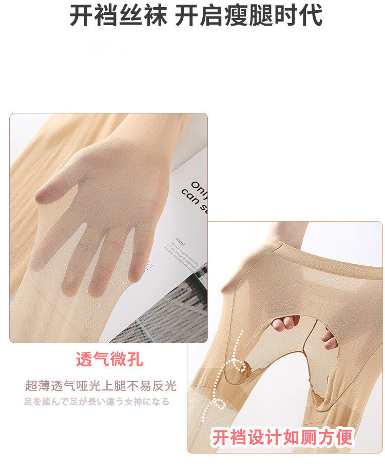 Plus size stockings200Lightweight Anti-Snagging Plus Size Women's Underwear mm Plus Size Extra Long High Waist Open Crotch Pantyhose for Summer