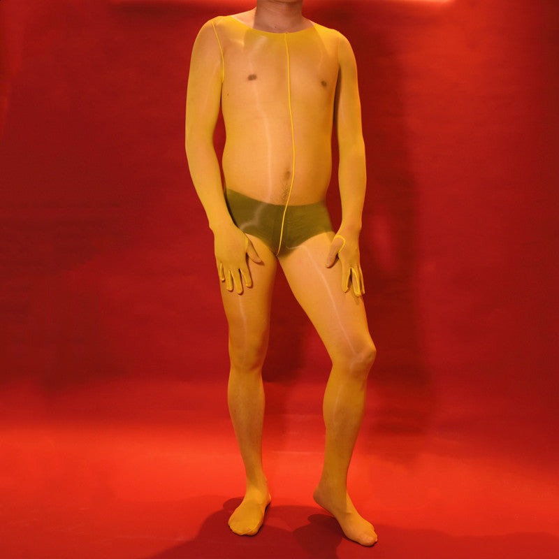 912Needle8d Shiny and silky men's five-finger bodysuit socks Glossy One-Piece Stockings for Men with Fingered Full Body Tights