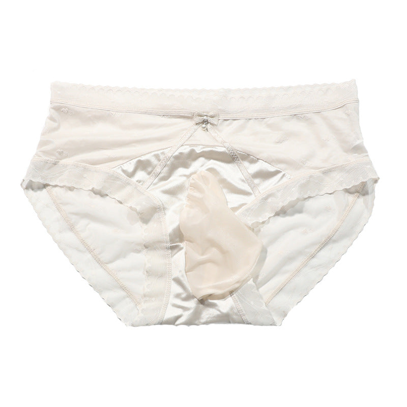 Light Luxury Sexy Men's Transparent Lace Underwear Seamless Breathable Thin Bare Feel jj Set of Triangle Underwear Thin and Smooth Comfortable