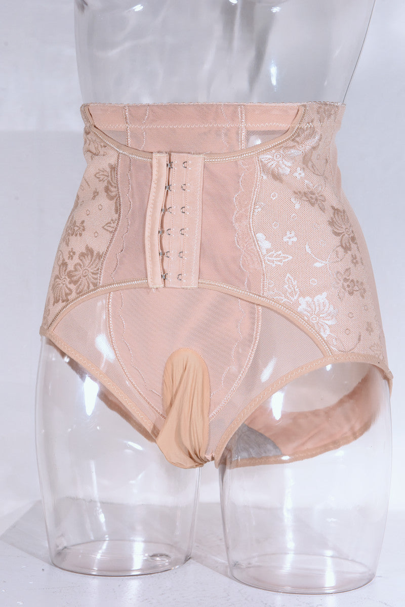 Men's Waist Cincher Underwear Sexy Belt jj Thin High-Waisted Mesh Lace Triangle Shaping Panties