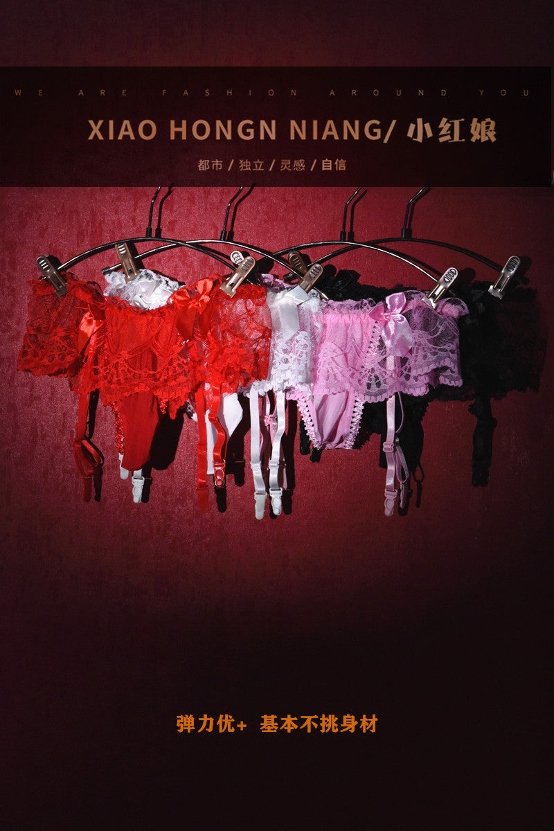 Men's Sexy Thong Lace Strap Underwear Ultra-thin Transparent Low-rise Transvestite Erotic Underwear Airplane jj Set