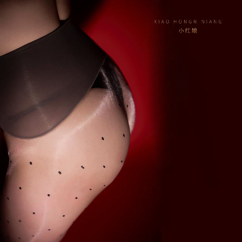 360Sexy Open Crotch Aurora Stockings Women Ultra-thin Polka Dot Black Stockings Temptation No-take-off High Waist Shiny Pantyhose