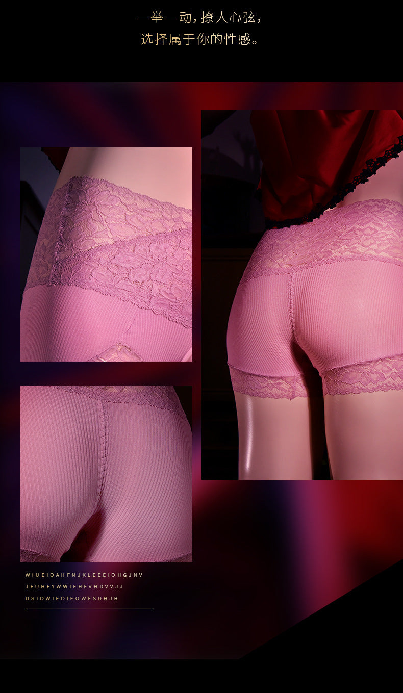 Japanese Style jj Men's Sexy Panties with Stockings, Ultra-thin Soft Mesh Lace Boxer Briefs, Airplane Socks Underwear