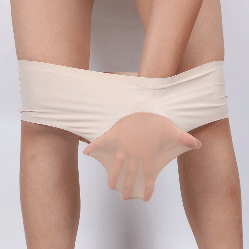Ice Silk Triangle Men's Belt jj Set of Stockings and Underwear, Non-Rolling Edge, Sexy Transparent Tight-Fitting Plus Size Men's Briefs