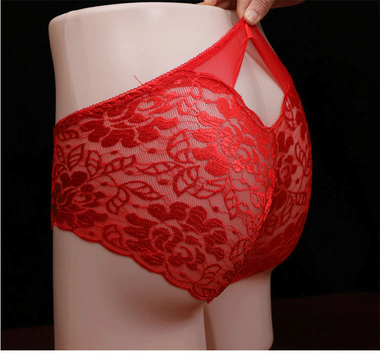 Men's Lace Underwear Sexy Strap jj Set of Stockings and Panties Ultra-thin Breathable Summer Fully Transparent Sexy Triangle Panties