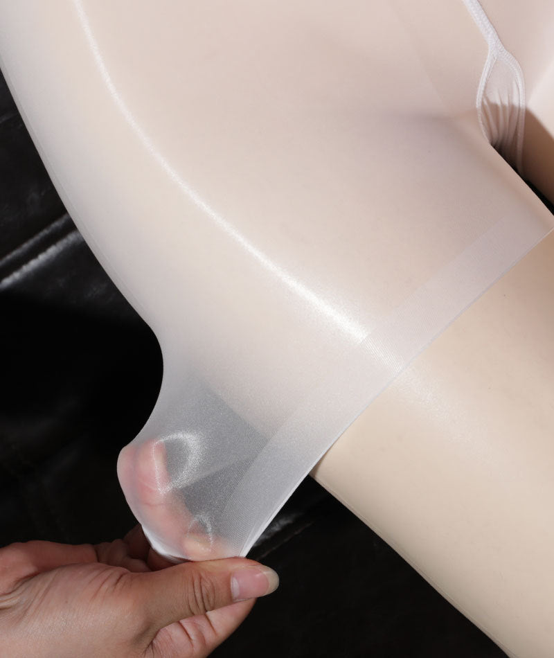 Kiss Waistless Glossy Crotchless Sexy No-Strap Silky Boxer Shorts for Women912Large Size Horse Oil Socks Underwear