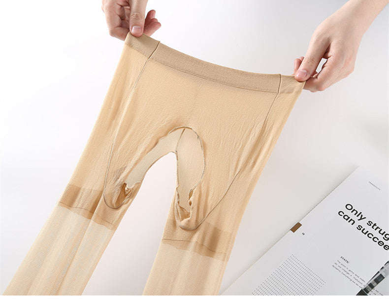 Plus size stockings200Lightweight Anti-Snagging Plus Size Women's Underwear mm Plus Size Extra Long High Waist Open Crotch Pantyhose for Summer