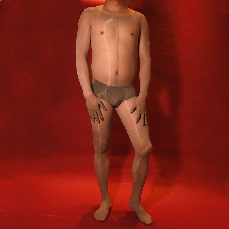 912Needle8d Shiny and silky men's five-finger bodysuit socks Glossy One-Piece Stockings for Men with Fingered Full Body Tights